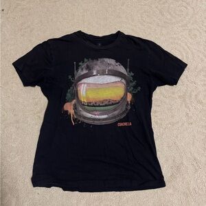 Coachella 2015 Black Graphic T-Shirt with Astronaut Design
